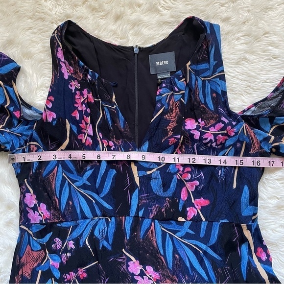Anthropologie Maeve Dress Elia Open Cold Shoulder Knee Length Floral Tropical 10 - Picture 10 of 12